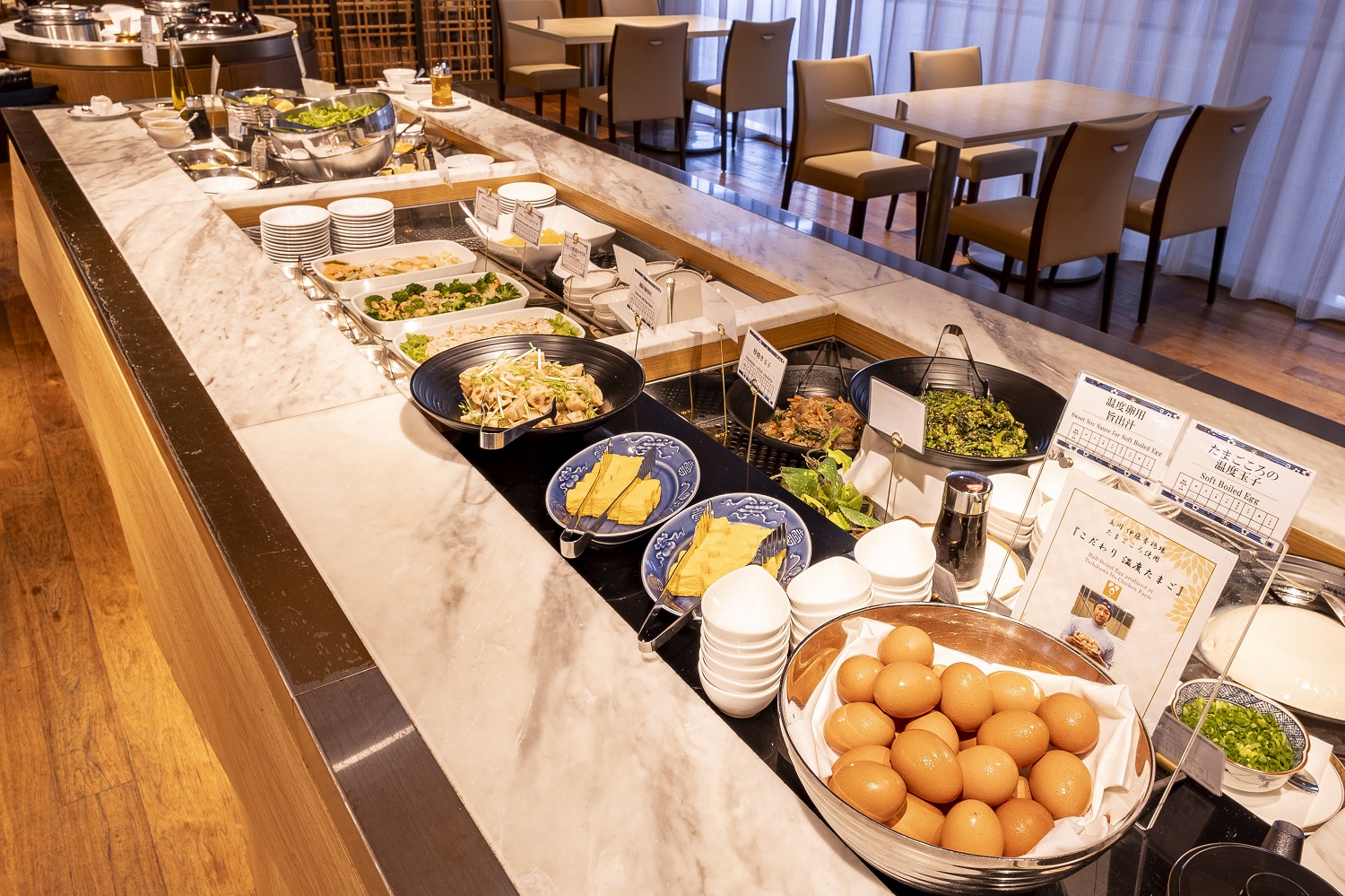 【朝食イメージ】立川産の赤卵を使った温度玉子(温泉卵)は必食